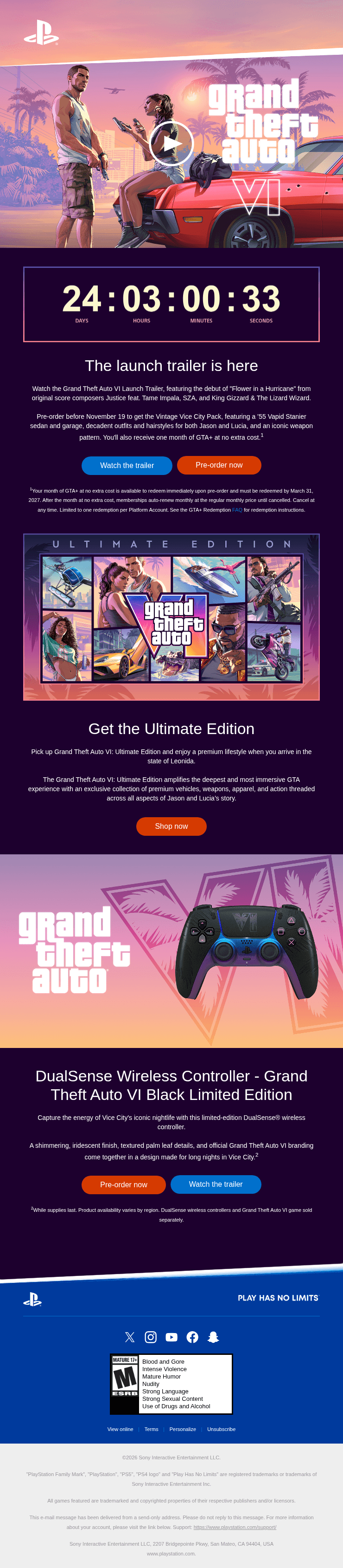 Watch the Grand Theft Auto VI launch trailer
