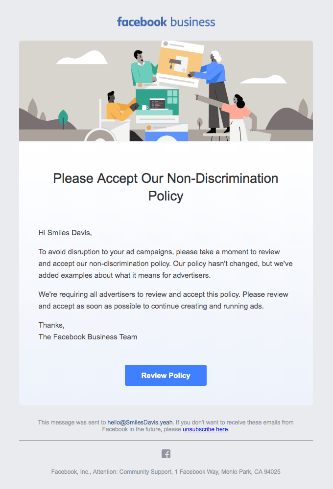 Please accept our non-discrimination policy