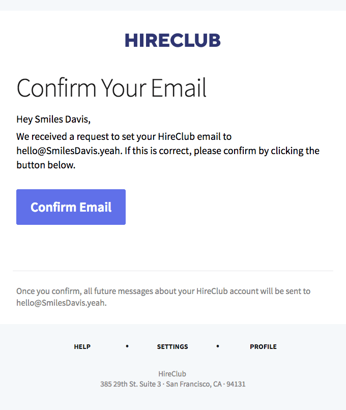 Please confirm your HireClub email