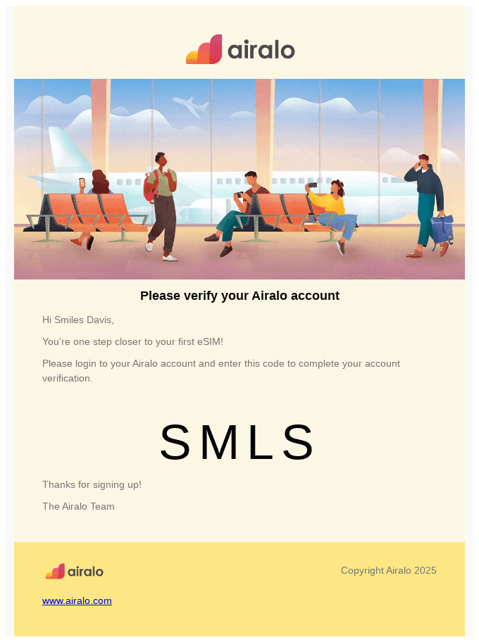 ✅ Please verify your Airalo account