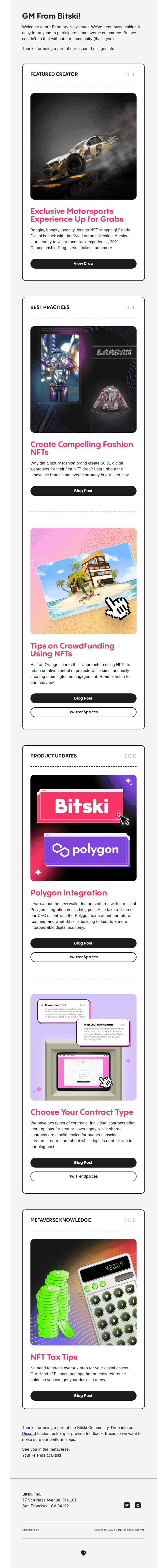 Polygon Wallet Integration, Motorsports Drop, Digital Wearable Perks & More