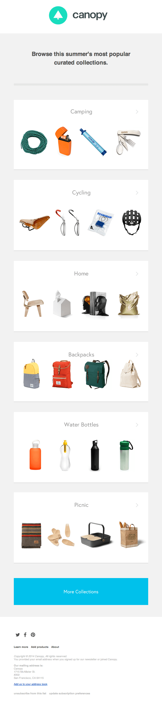 Popular Collections Ecommerce Email Design from Canopy