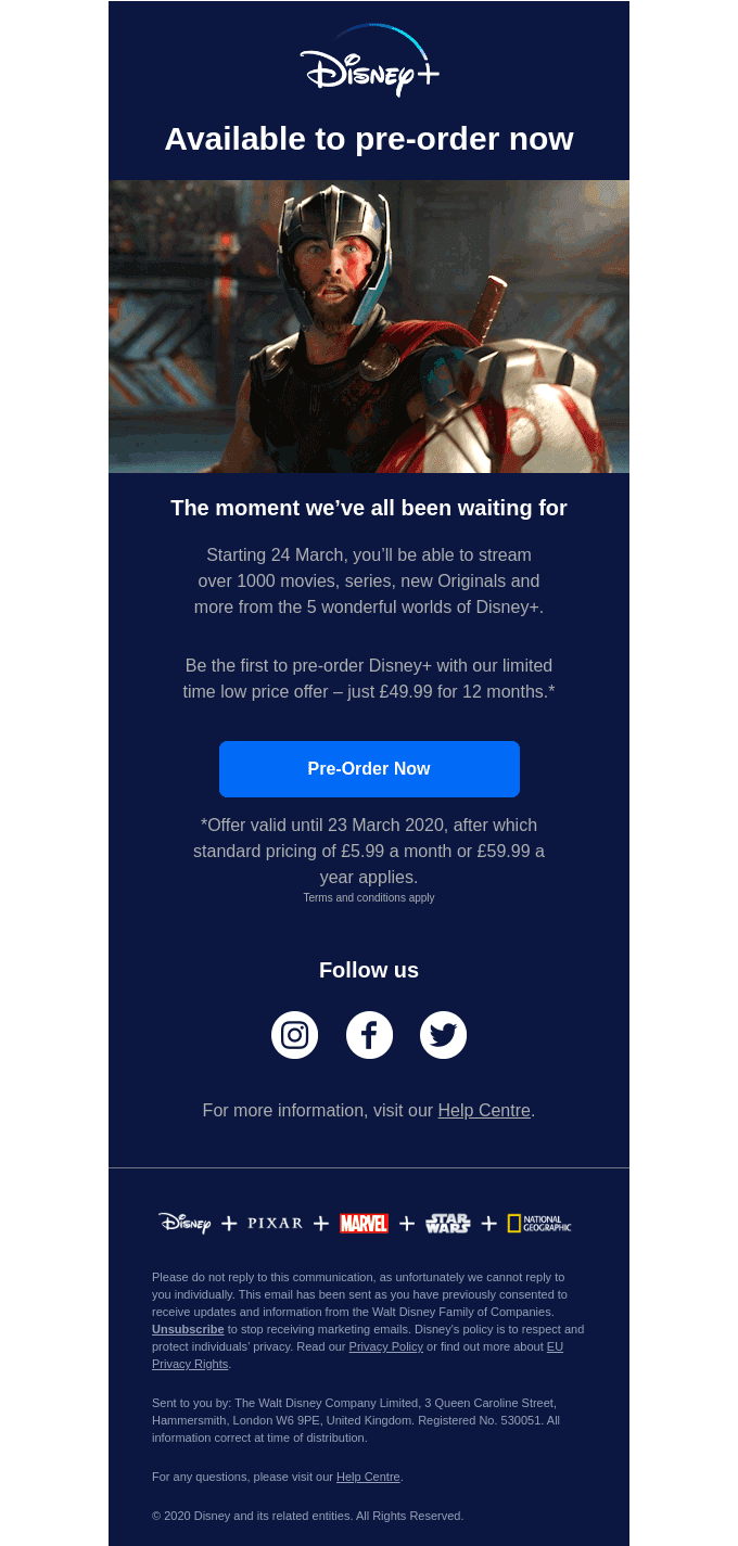Pre-order Disney+ for just £49.99 for 12 months