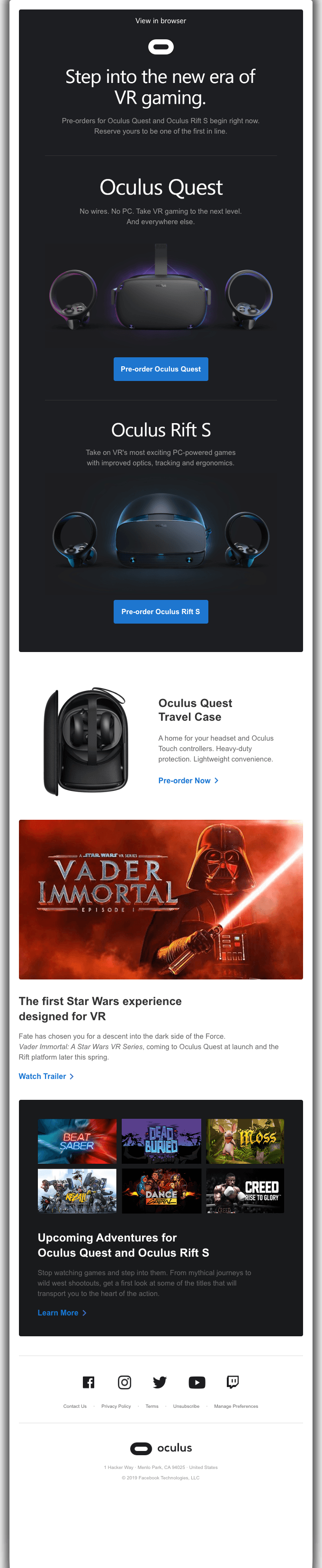 Pre-order Oculus Quest and Oculus Rift S now.