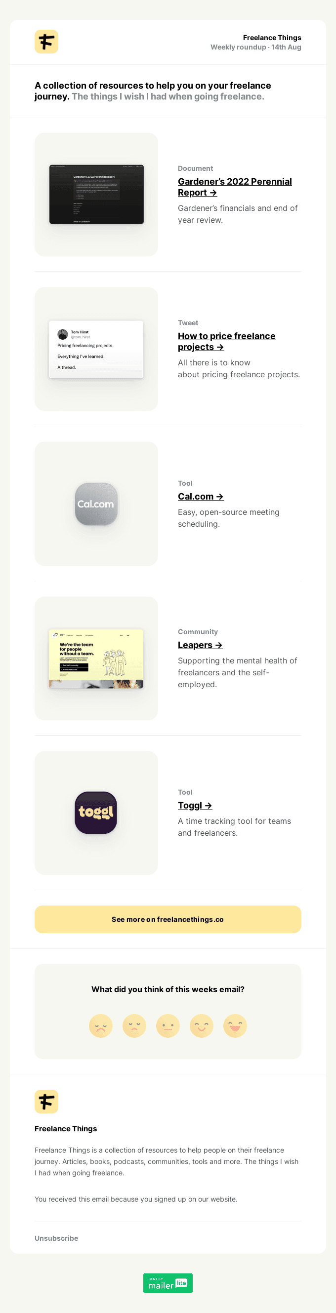 Pricing freelance projects, Gardener’s Perennial Report, Cal, Leapers, Toggl