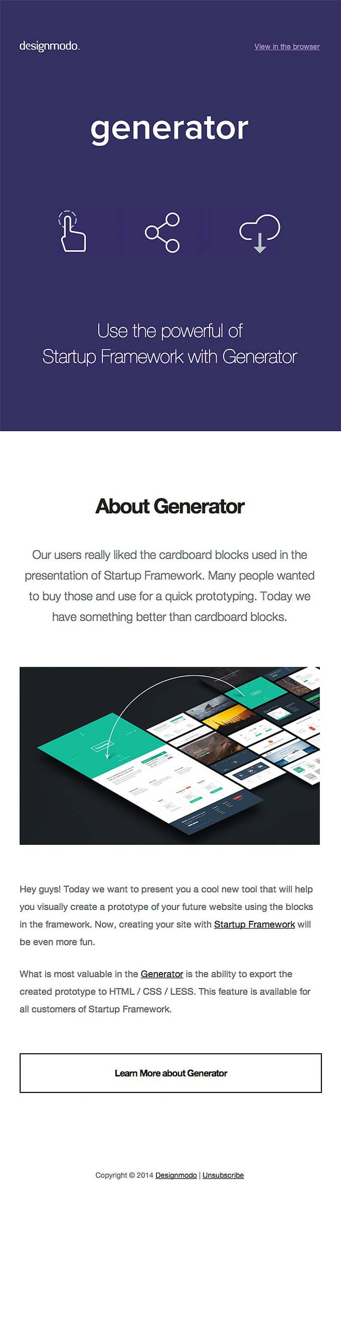 Product Feature Email Design from DesignModo