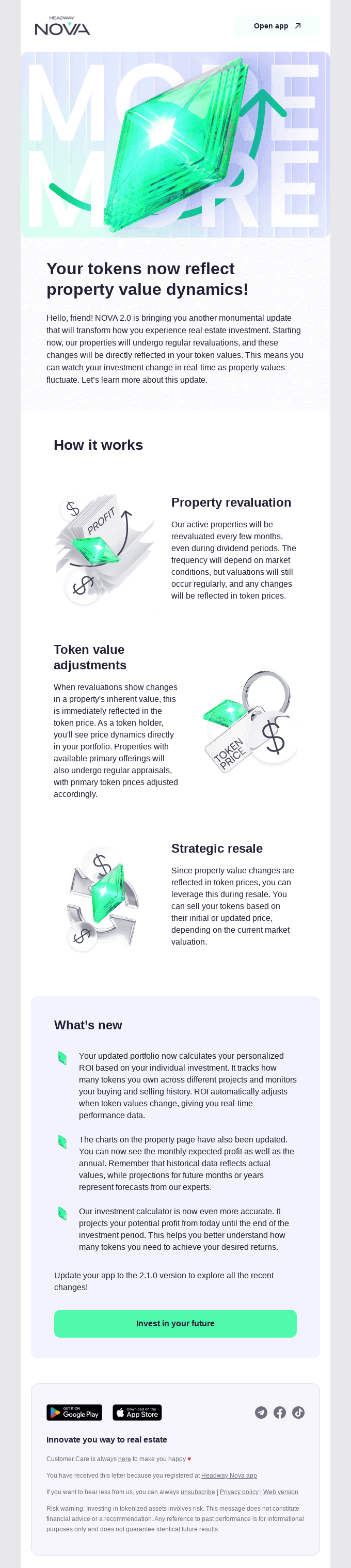 Property value dynamics now reflected in token prices