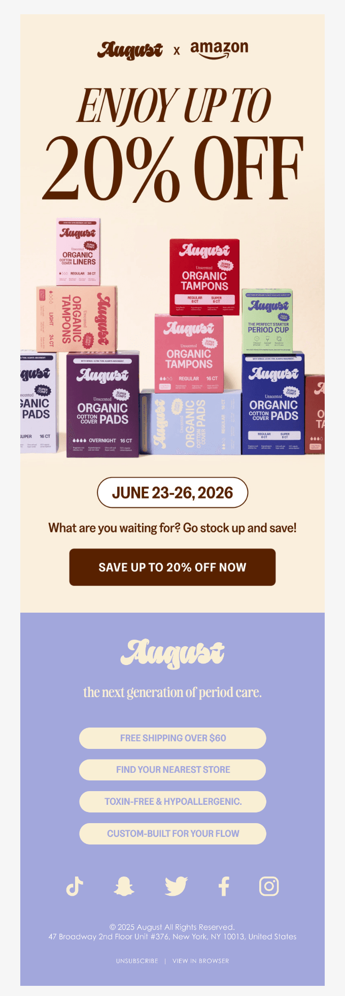 PSA: Enjoy up to 20% Off August right now