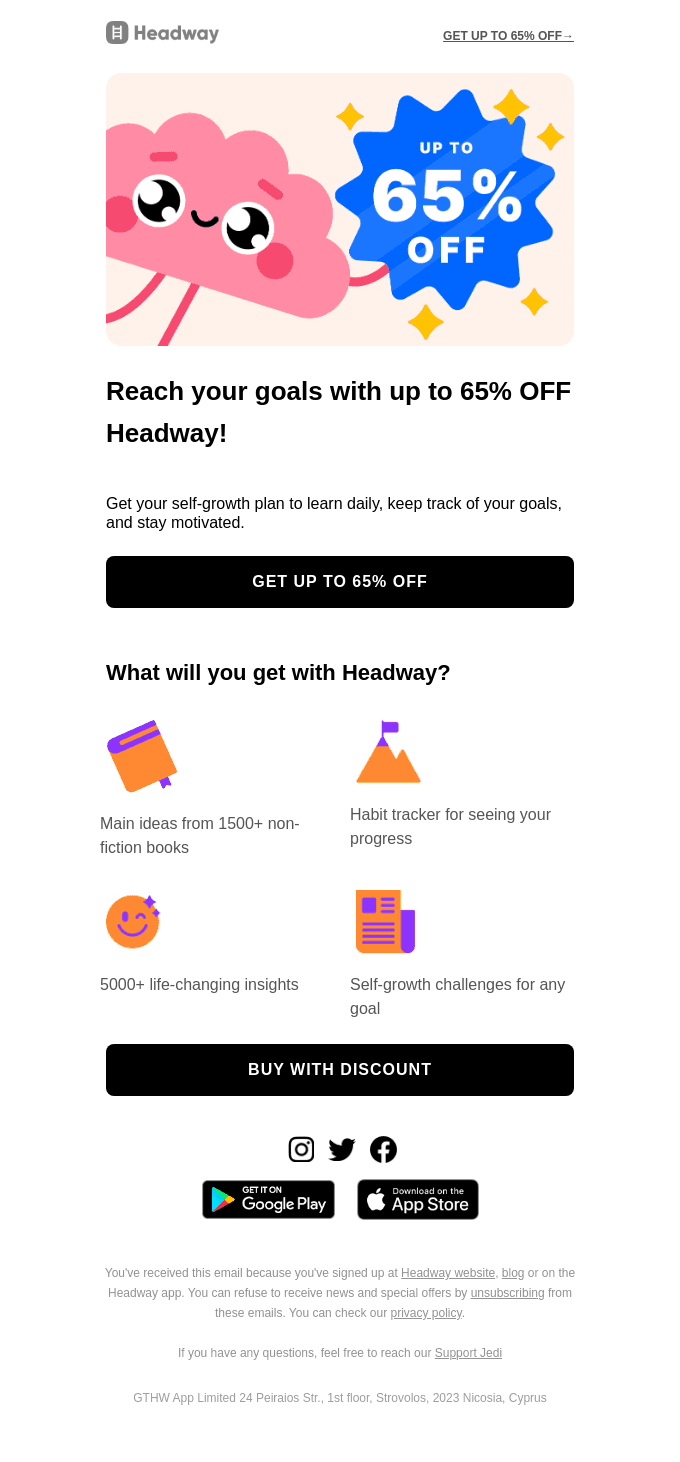 Reach all your goals with up to 65% off Headway 🤩