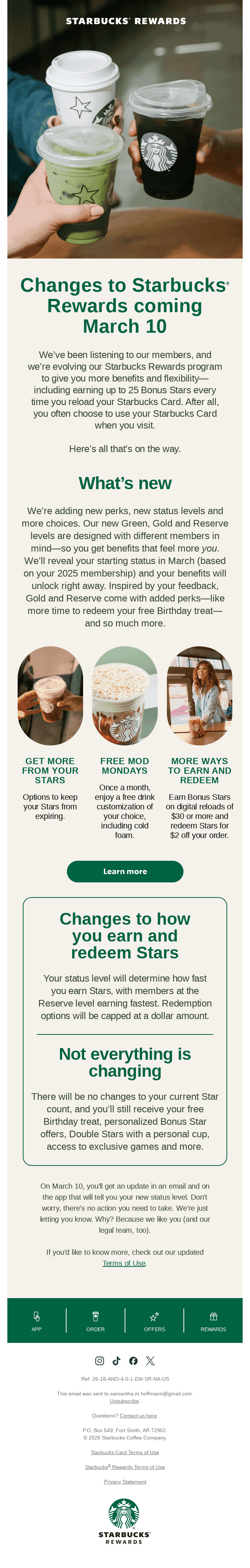 Read me! (Starbucks® Rewards is changing.)