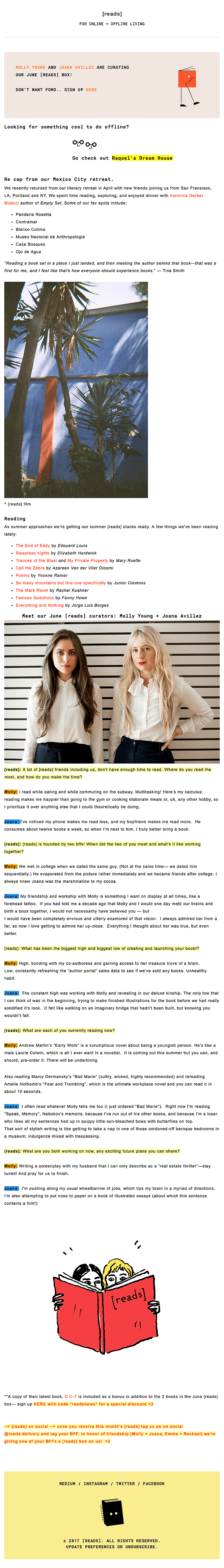 Reading with Molly Young + Joana Avillez