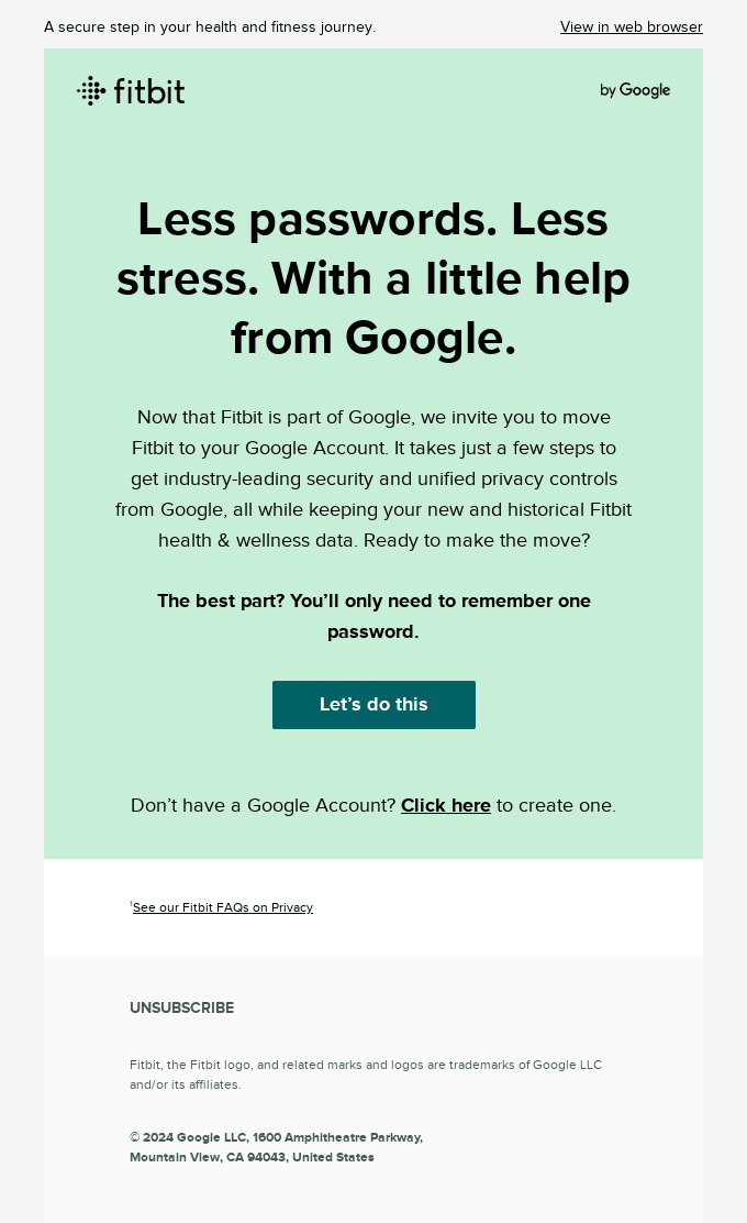 Ready to move Fitbit to your Google Account?
