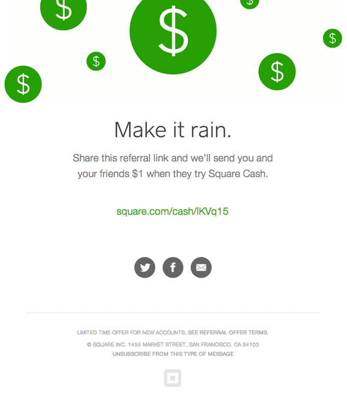 Referral Share Program Email Design from Square