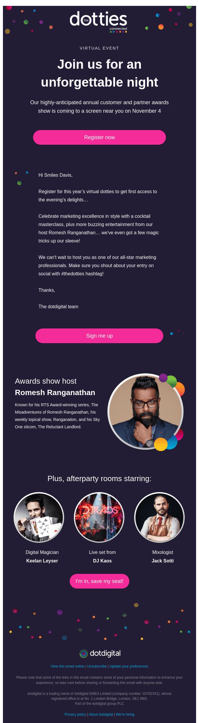 Register to attend the dotties connected