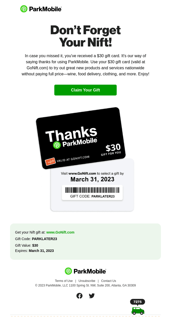 Reminder: A Free Gift From ParkMobile 🚙
