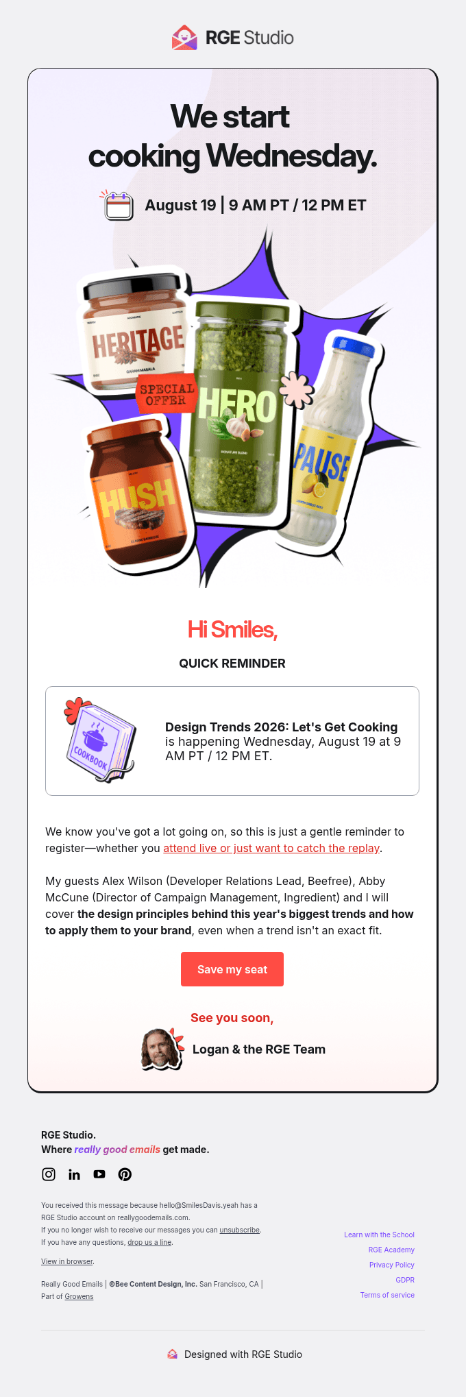 One more reminder before we go live
