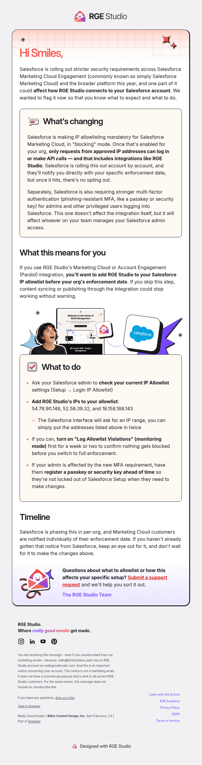 Heads up: Salesforce security changes may affect your RGE Studio integration