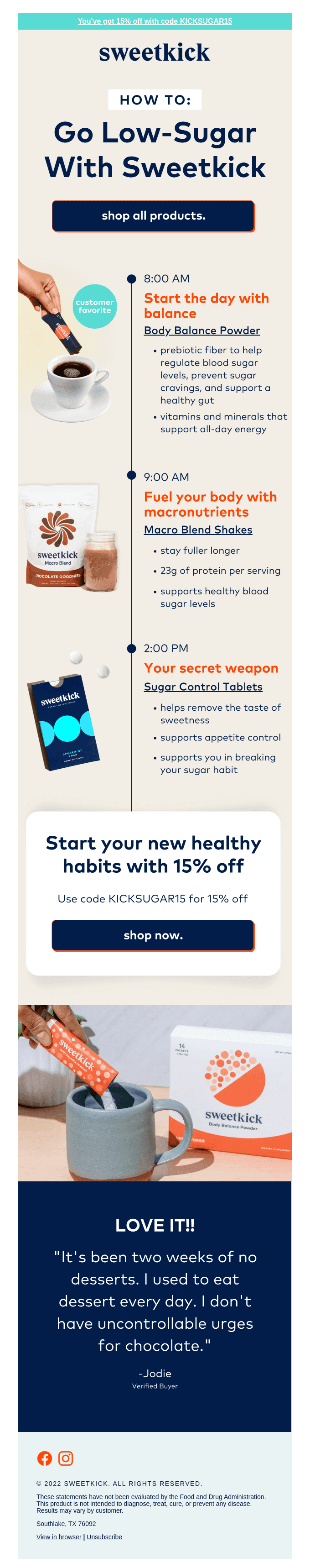 Sample schedule for a low-sugar day