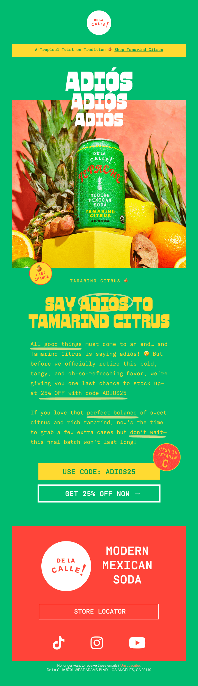 🍊 Say Adiós to Tamarind Citrus + GET 25% OFF!
