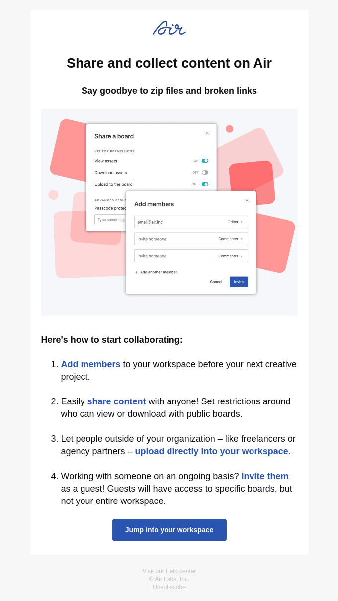 Share and collect content on Air