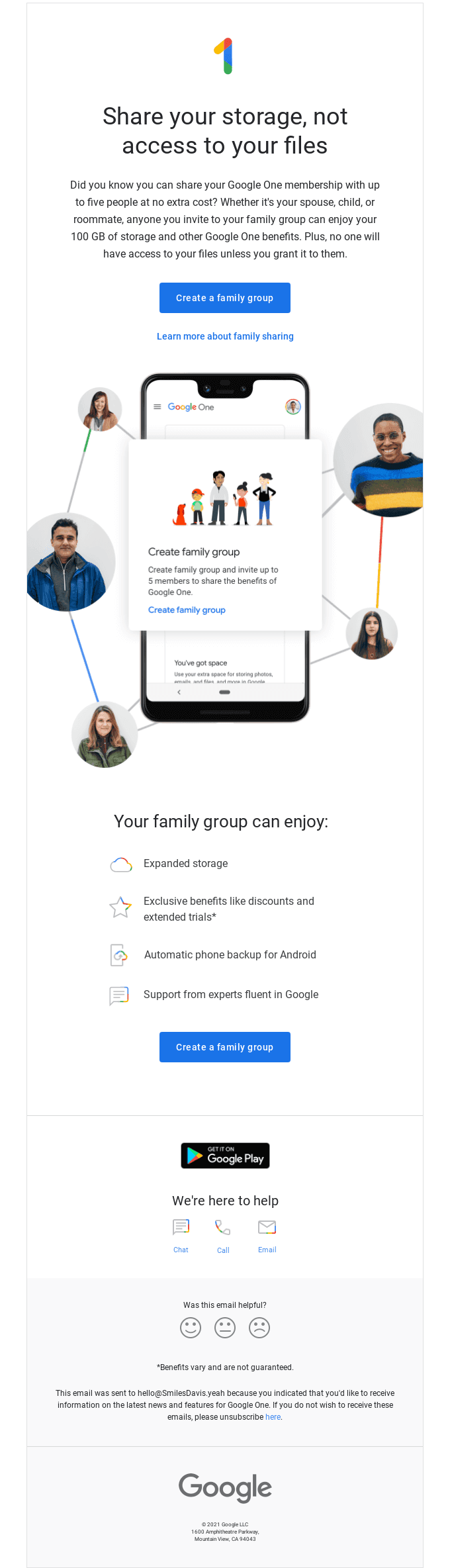 Share Google One at no extra cost