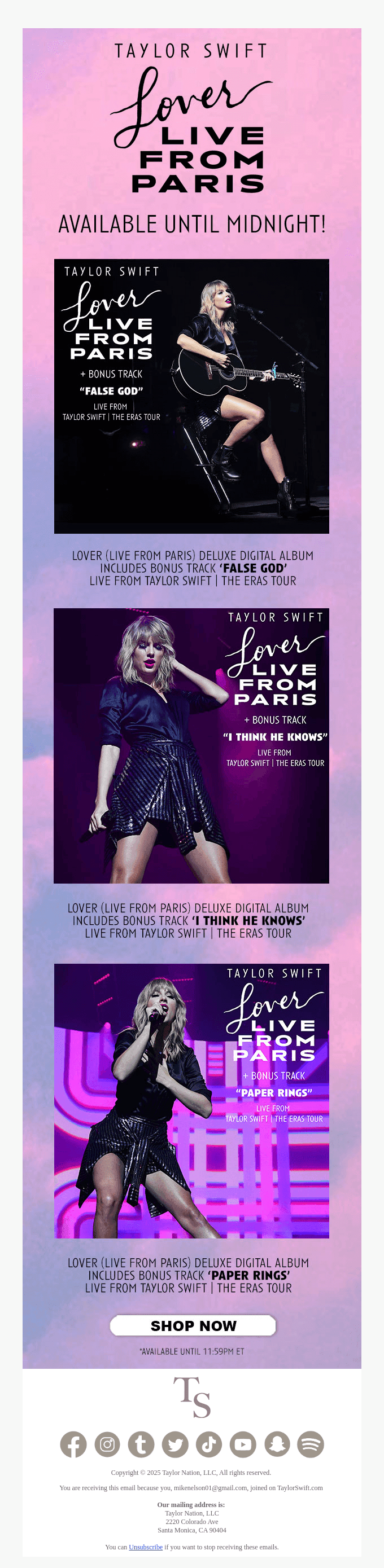 Shop Taylor Swift Lover (Live From Paris) Deluxe Digital Albums now!