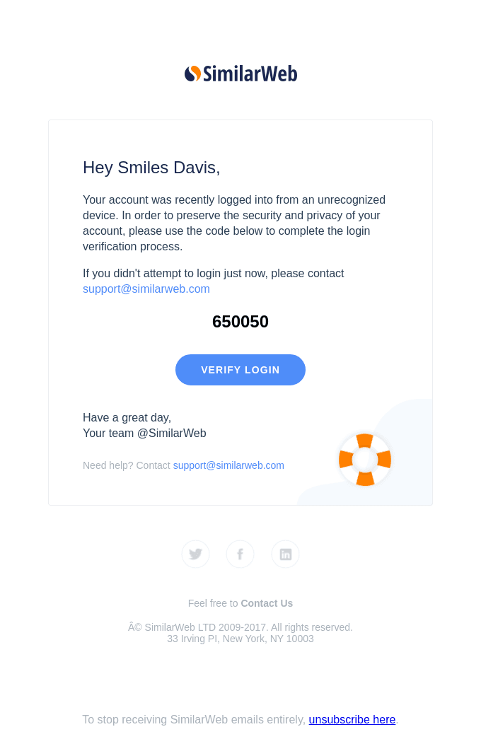 SimilarWeb Account Login Verification