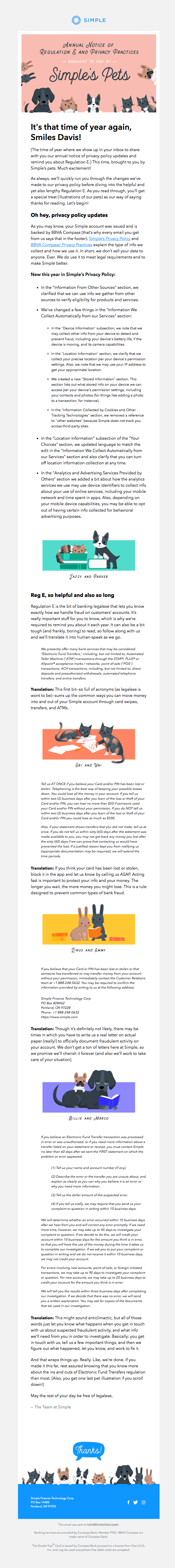 Simple’s pets 🐶🐱🐰 (plus required legalese)