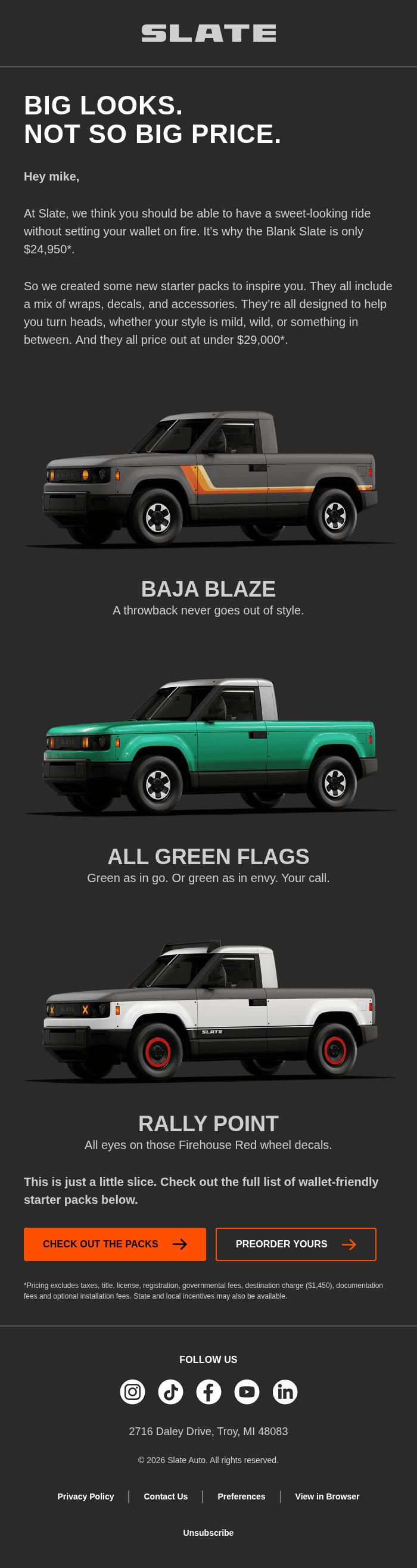 New starter packs. All under $29k.