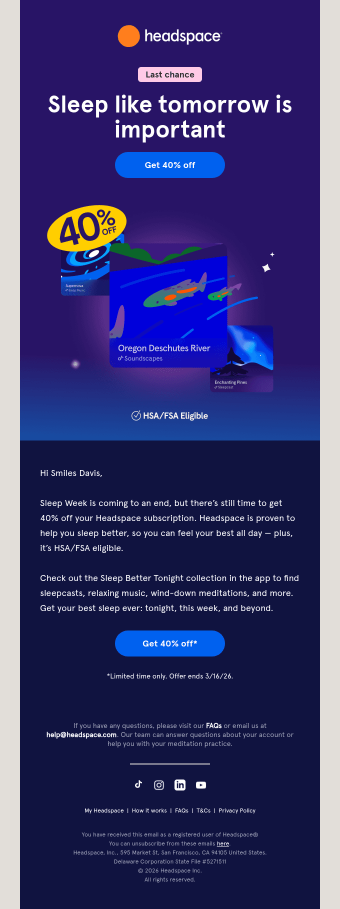🌚 Sleep Week is almost over — get 40% off