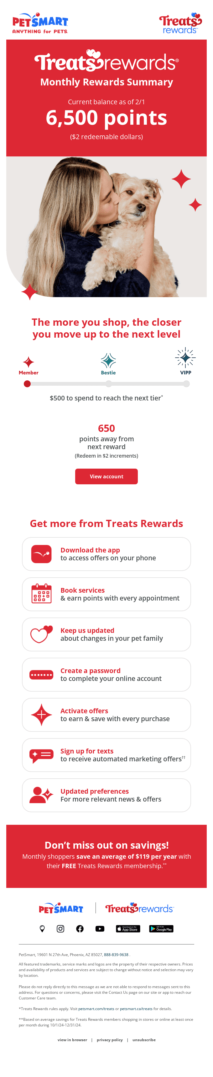 Smiles Davis, check out your Treats Rewards summary inside