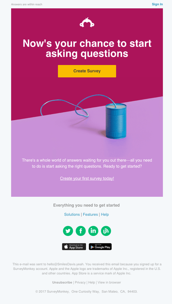 Smiles Davis, get started with your first survey