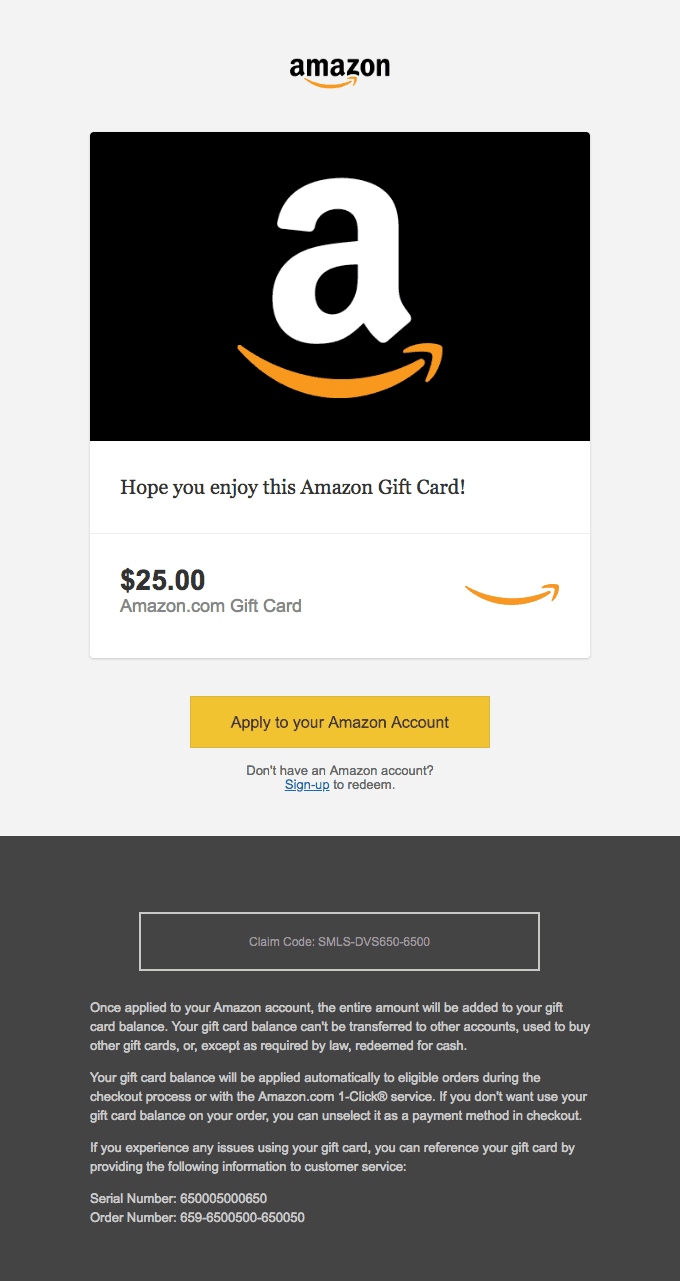 Smiles Davis sent you an Amazon.com Gift Card!