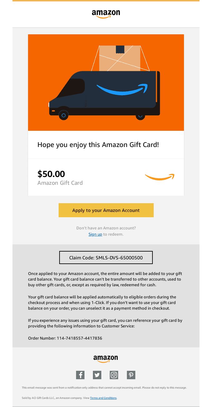 Smiles Davis sent you an Amazon Gift Card!