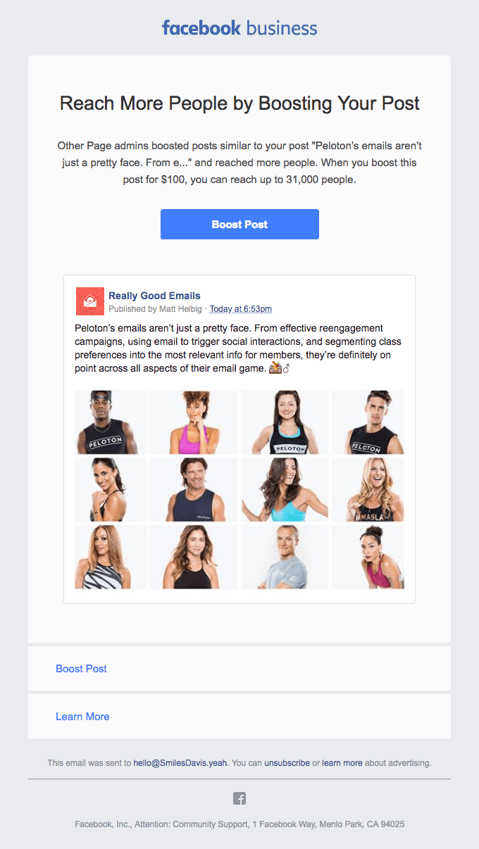 Smiles Davis, share your recent post in “Really Good Emails” with up to 31,000 people.