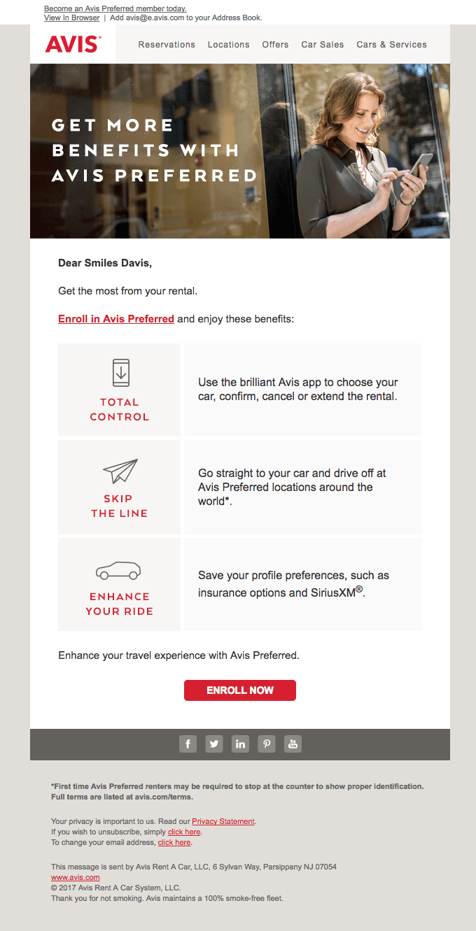 Smiles Davis, skip the counter with Avis Preferred.