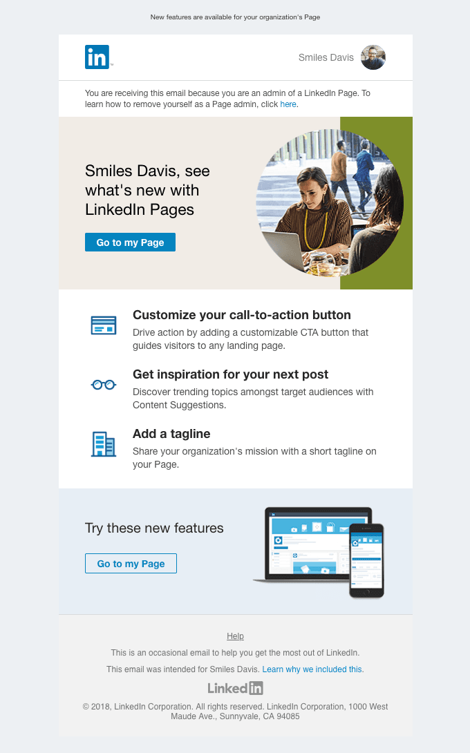 Smiles Davis, there are updates to your LinkedIn Page
