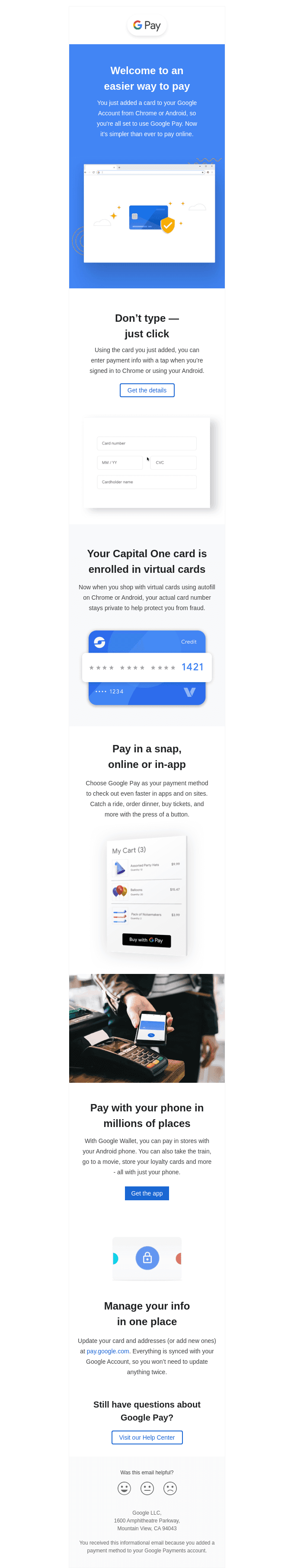 Smiles Davis, you added a new card to your Google Account