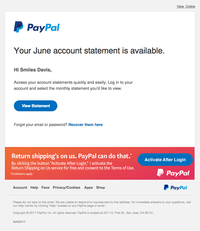 Smiles Davis, your June account statement is available.