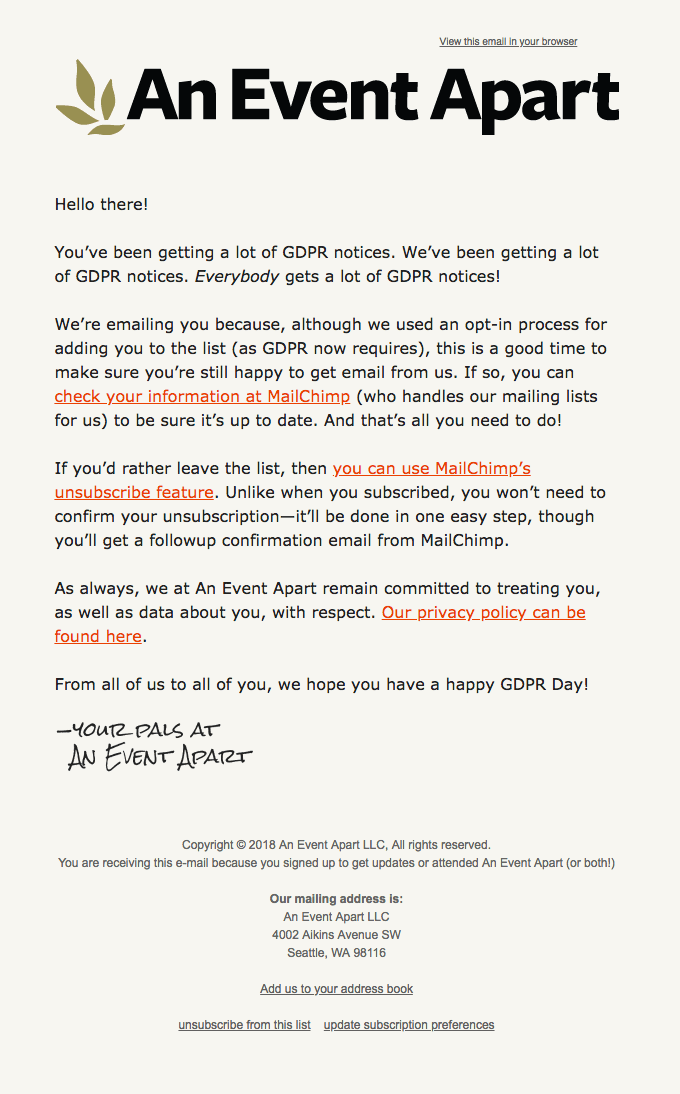 Sort of but not exactly another GDPR email