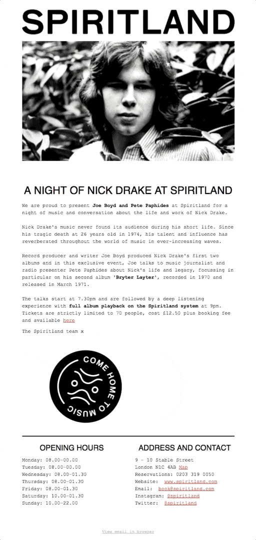 Spiritland Talks: ‘Nick Drake’ – Joe Boyd and Pete Paphides present an evening of music and discussion with deep listening playback