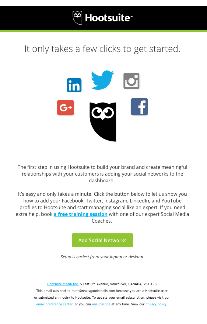 Start building an awesome social brand by adding your social networks