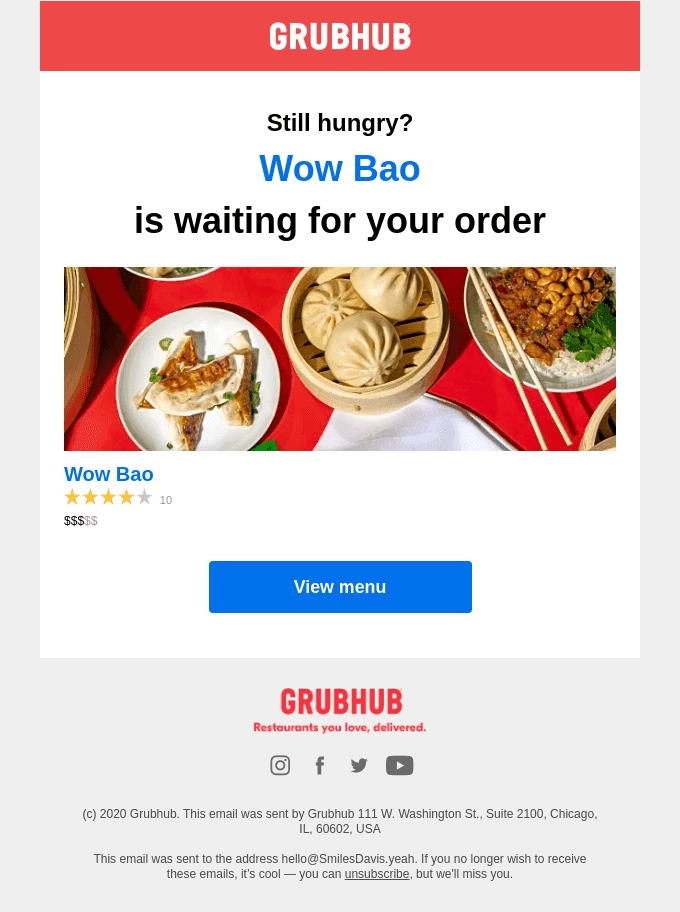 Still hungry? Come finish your order.