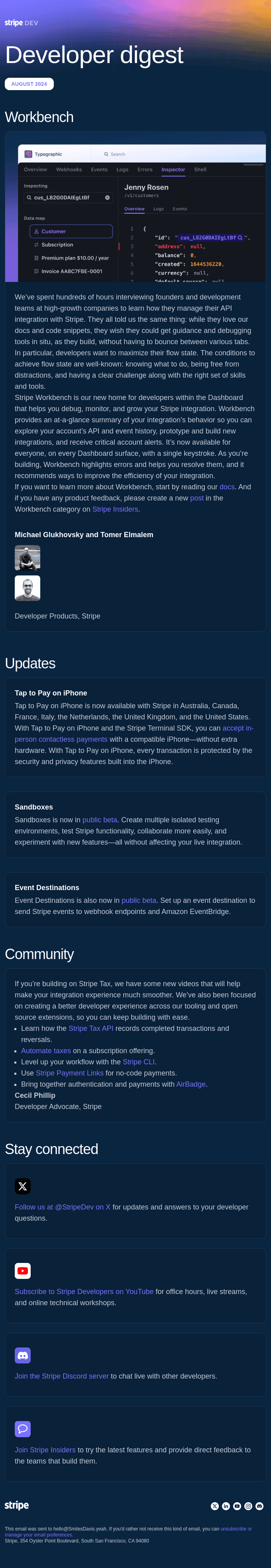 Stripe Developer Digest: Workbench is now available to everyone