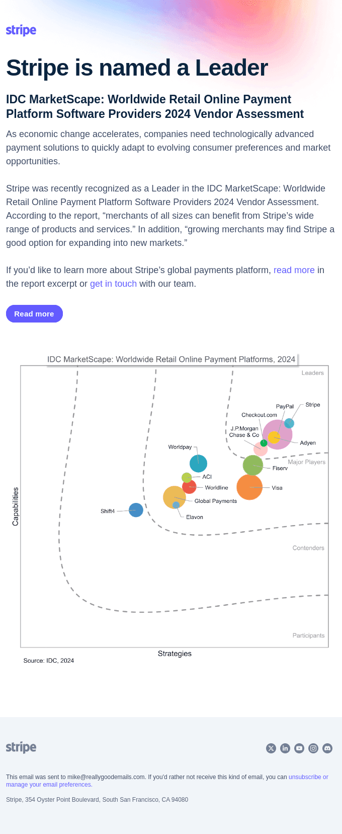 Stripe is recognized as a Leader