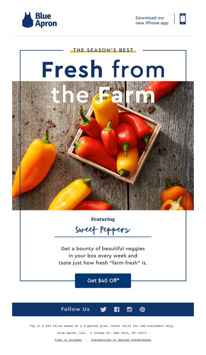 Take $40 off four of our freshest favorites from the farm — and try that 5 times fast