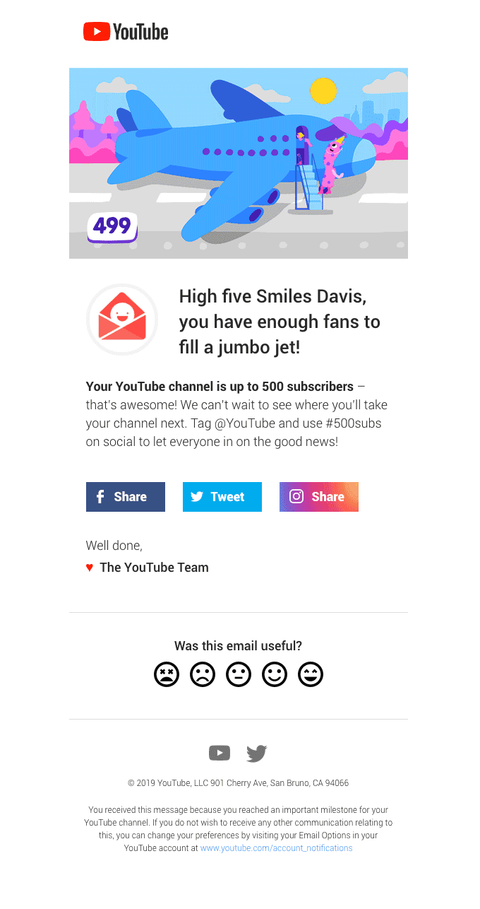 Take a deep breath Really Good Emails…you hit 500 subscribers! ⭐️