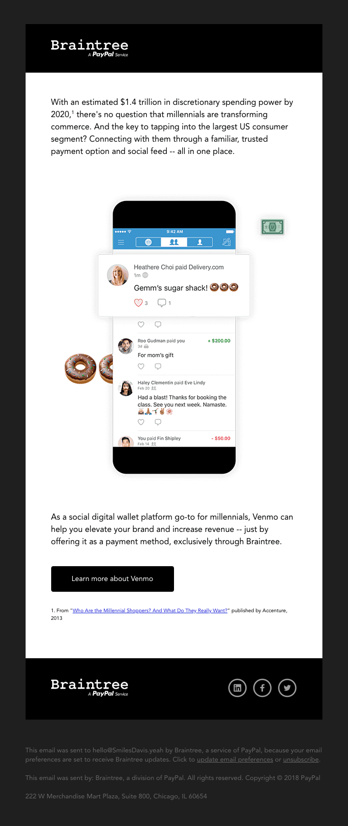 Tap into the millennial market with Venmo at checkout