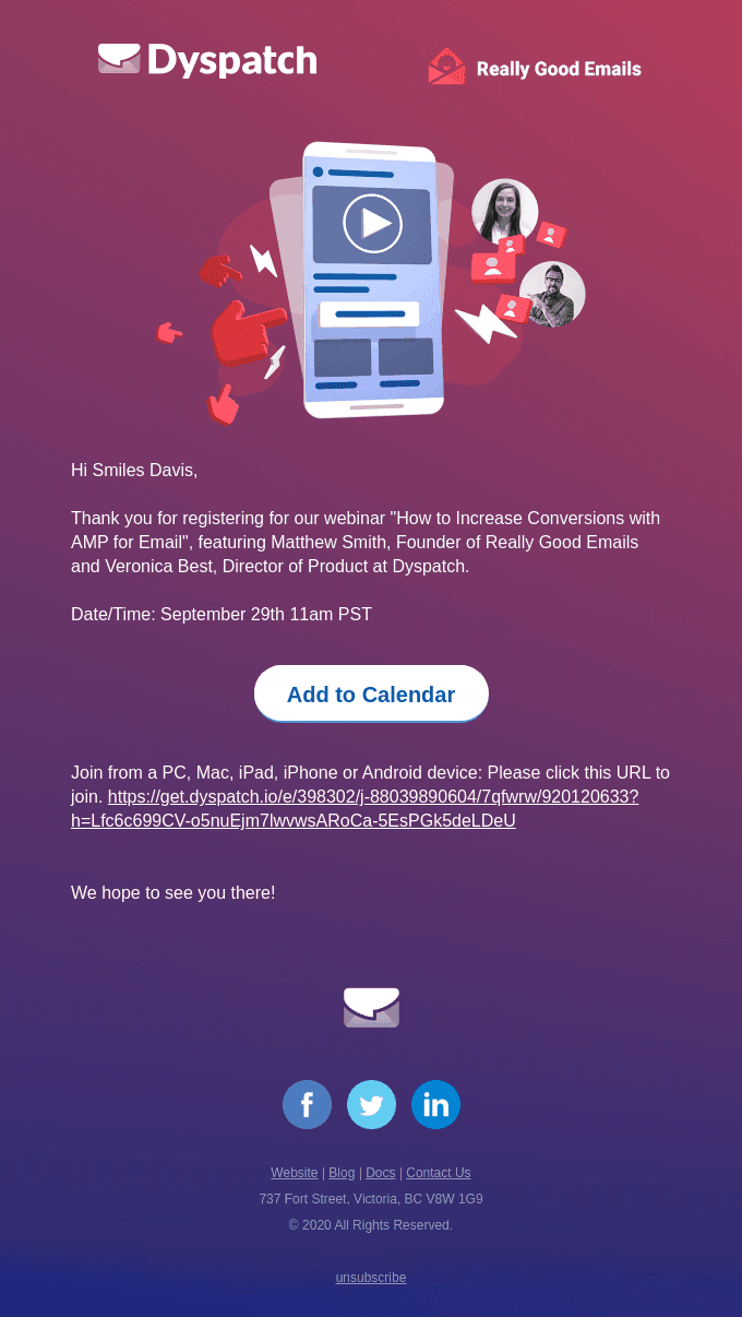 Thank you for registering for our webinar "How to Increase Conversions with AMP for Email"