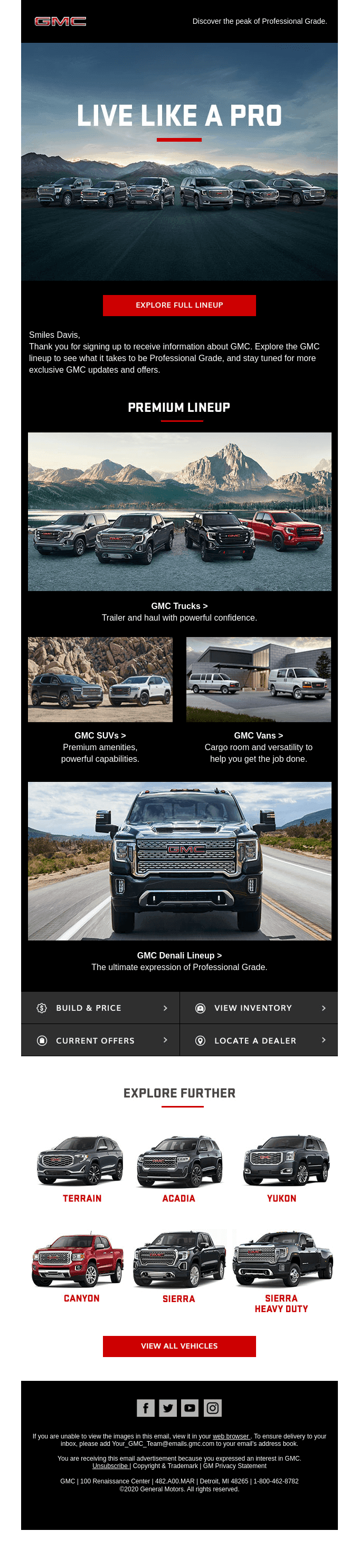 Thank You for Your Interest in GMC